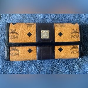 SALE! Authentic cognac MCM tri-fold long wallet